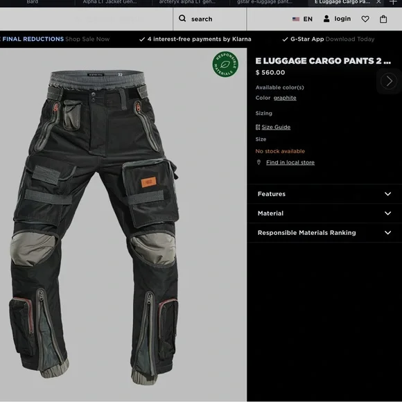 Rare G-Star - Exclusives - E LUGGAGE CARGO PANTS 2 in 1 - Mens - Waist 31 - Picture 10 of 16